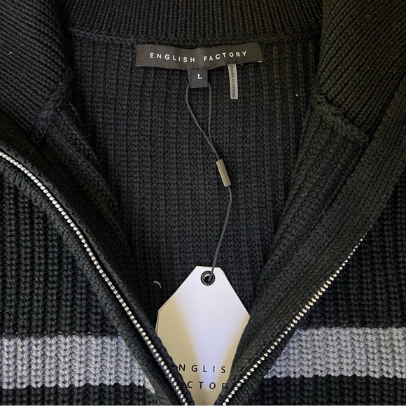 Nyla Black and Gray Pullover Half Zip Sweater - Picture 2 of 6